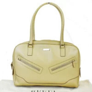 Gucci Shoulder Bag Handbag Beige Leather